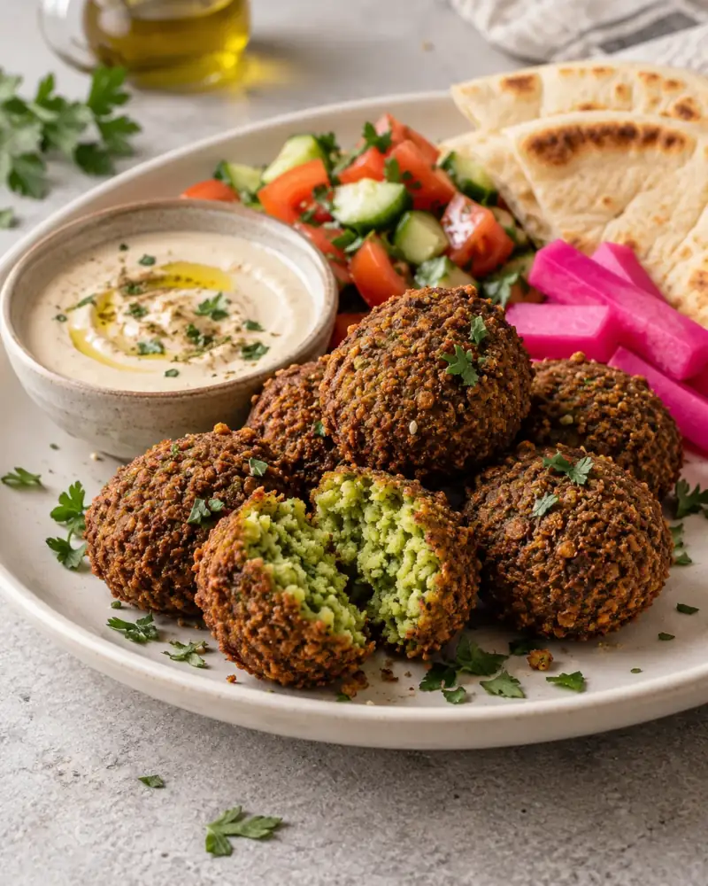 Falafel: Crisp outside, green and fluffy inside — made from soaked, not cooked, chickpeas