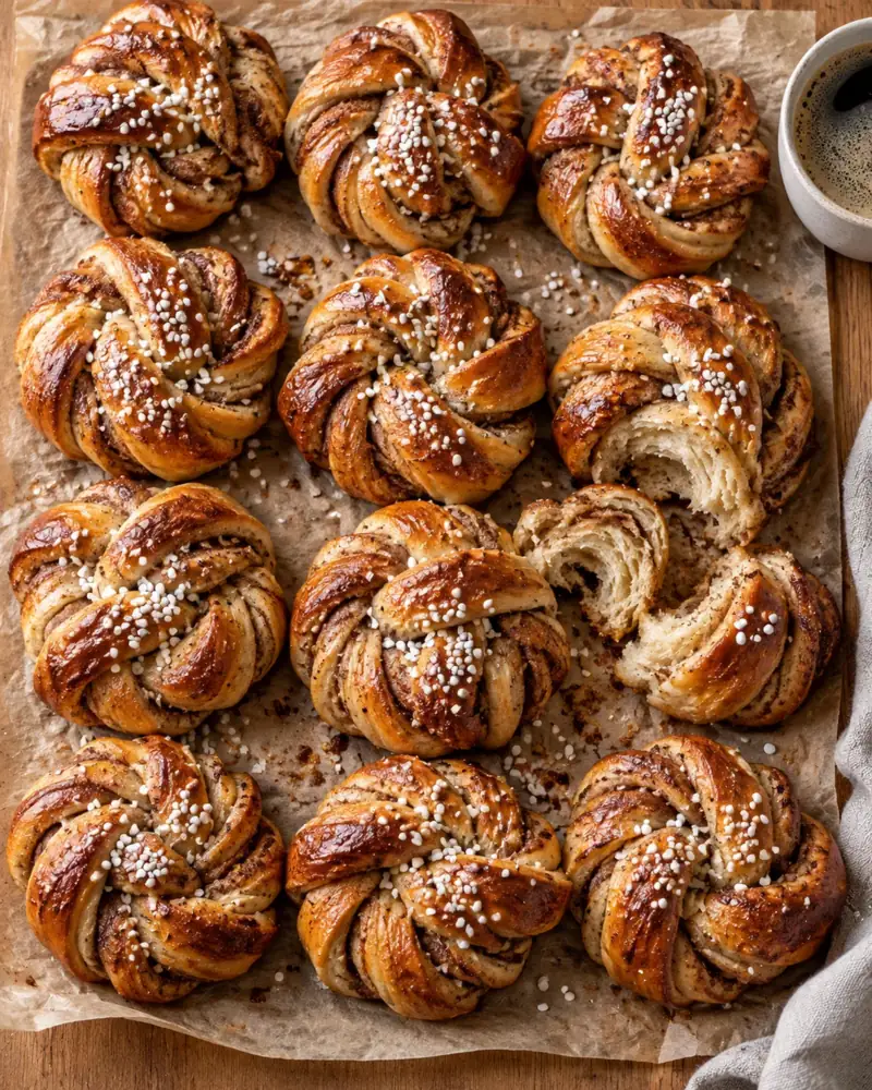 Cardamom Cinnamon Buns: Nordic-style knotted buns: buttery, spiced and not too sweet