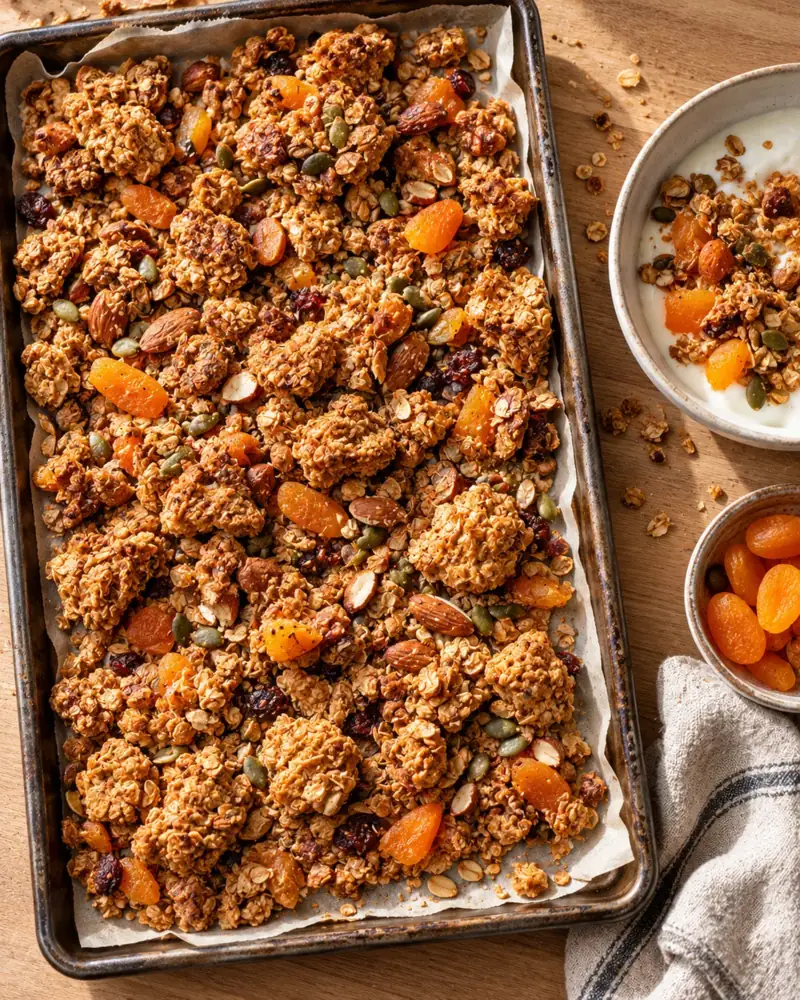 Big-Cluster Granola: Crunchy, lightly sweet granola with chunky clusters