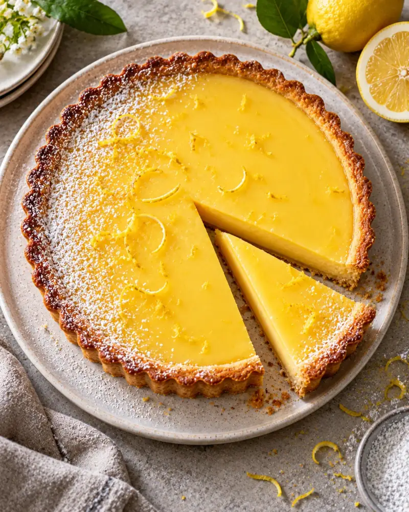 Lemon Tart: Sharp, smooth lemon custard in a crisp, sweet pastry case
