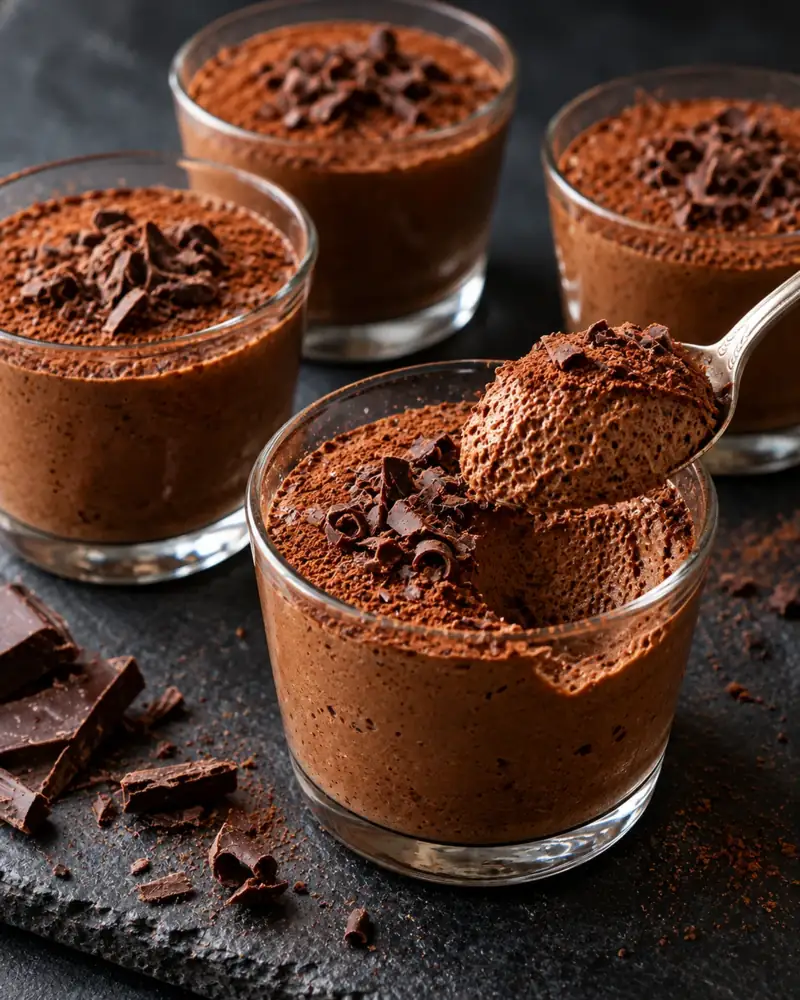 Chocolate Mousse: Dark, airy and intensely chocolatey, with no cream