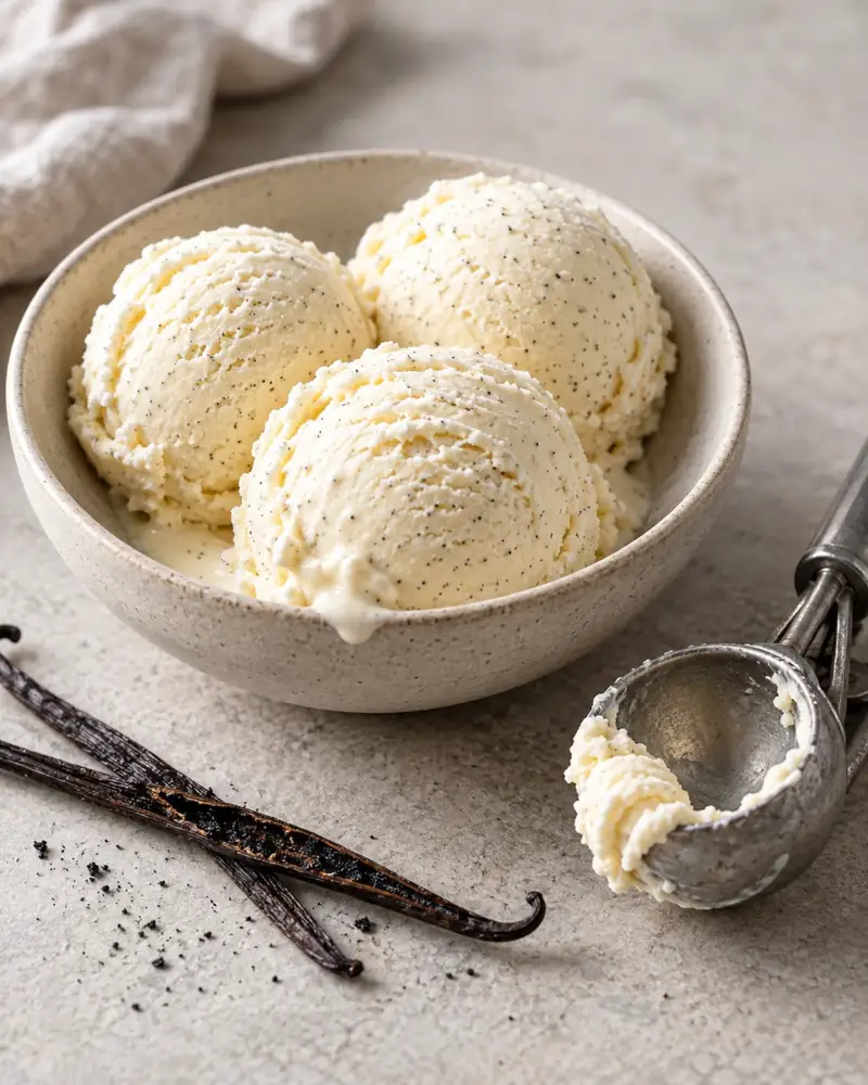 Vanilla Ice Cream: A rich custard base, with or without an ice-cream machine