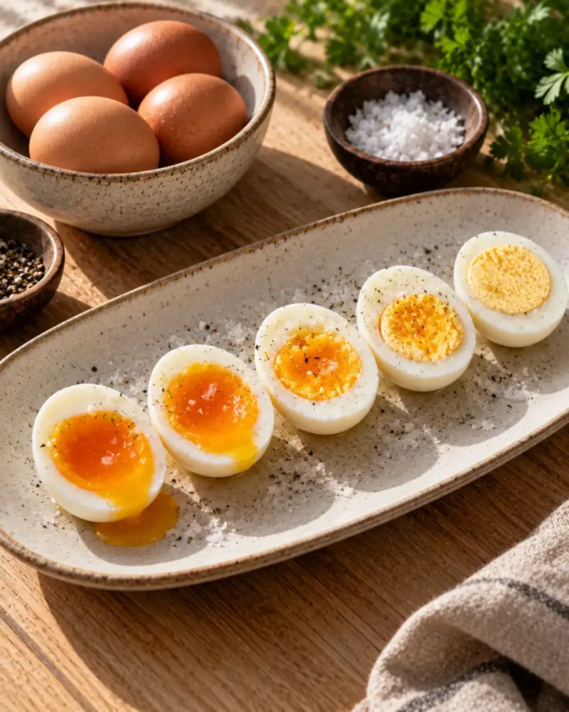 Boiled Eggs: From runny to firm, with a timing chart and shells that slip off