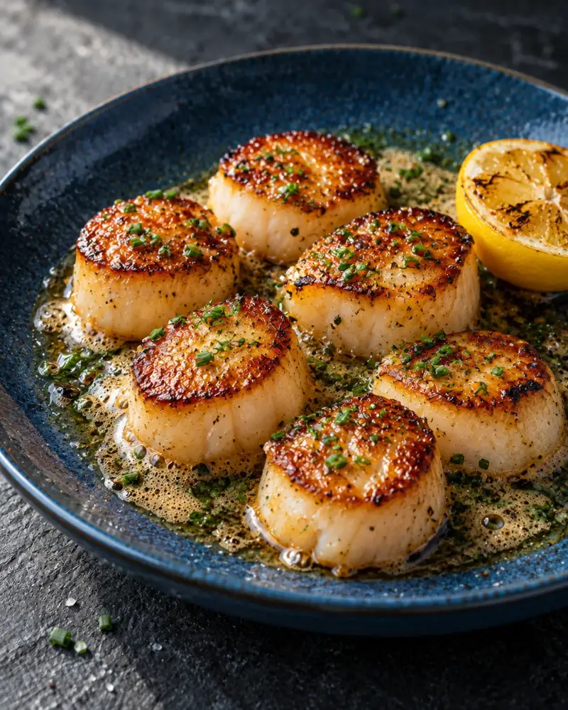 Seared Scallops with Brown Butter: A deep caramel crust and a just-warm, translucent center in four minutes