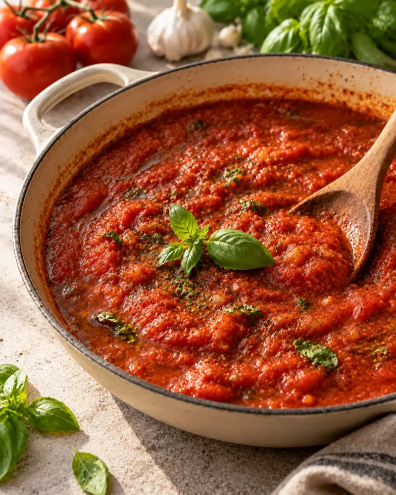 Tomato Sauce: Sweet, simple and smooth, from a can of good tomatoes