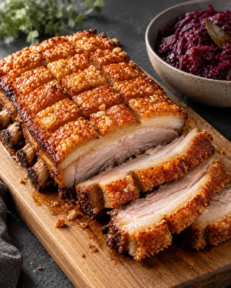 Ribbe (Norwegian Crispy Pork Belly Roast): Norway's favorite Christmas Eve roast: crackling like glass over soft, rich belly