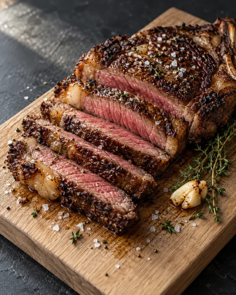 Pan-Seared Steak with Butter Baste: A deep crust, an even rosy center and a five-minute rest