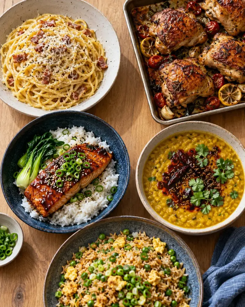 Five Weeknights: Five dinners for a working week, none taking more than 50 minutes and most under 30.