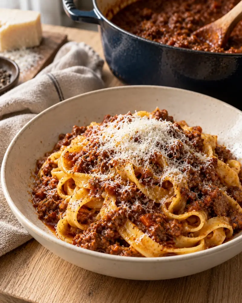 Ragù alla Bolognese: A slow, milky, meat-first ragù — the real thing, worth the afternoon