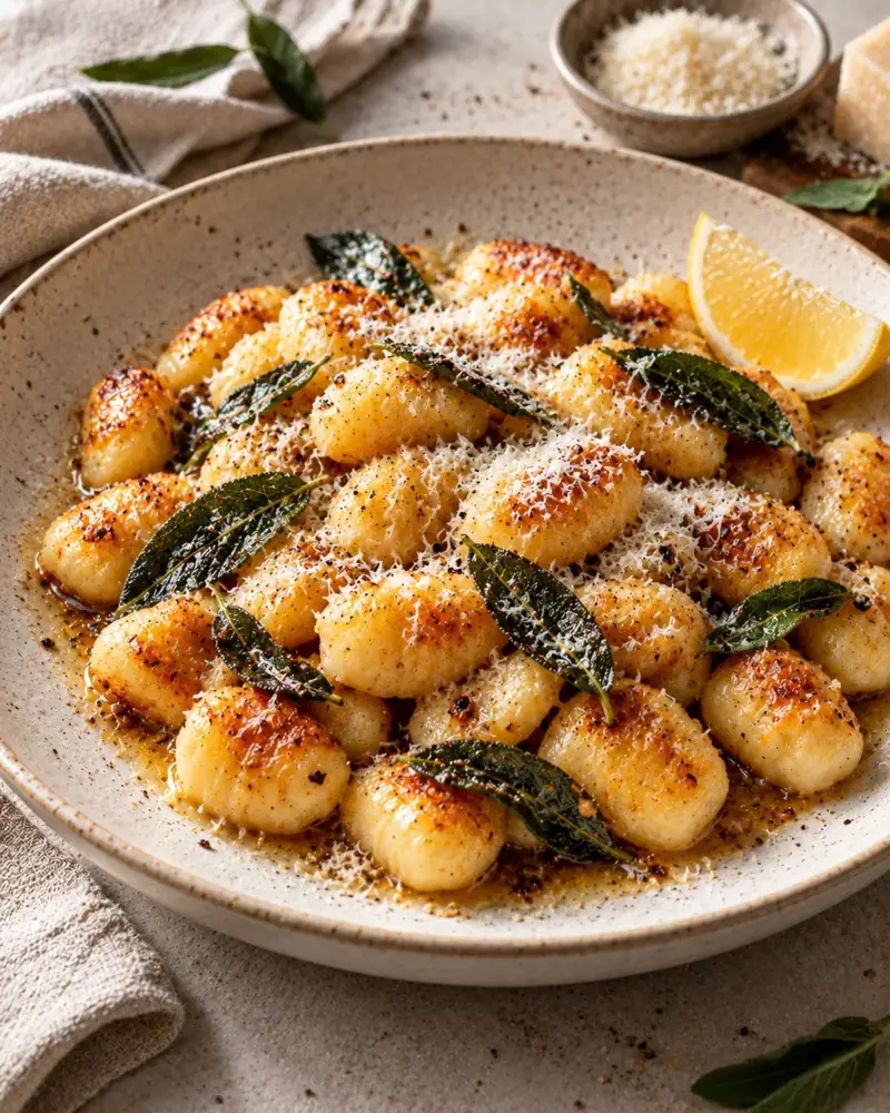 Potato Gnocchi with Brown Butter and Sage: Light, tender dumplings made with as little flour as possible