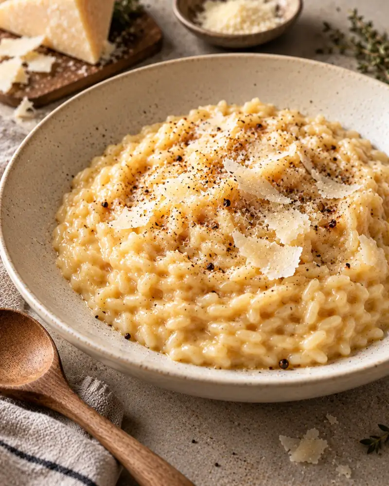 Risotto alla Parmigiana: The master risotto: creamy, flowing, every grain distinct