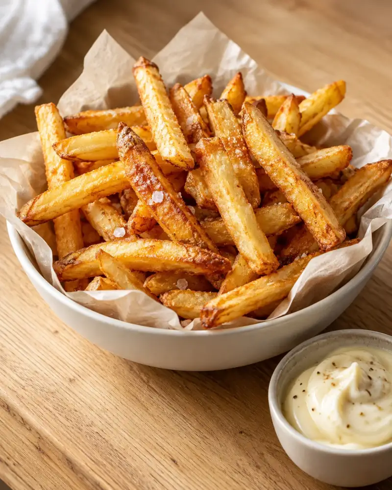 French Fries: Double-fried for a crisp shell and a soft, fluffy center